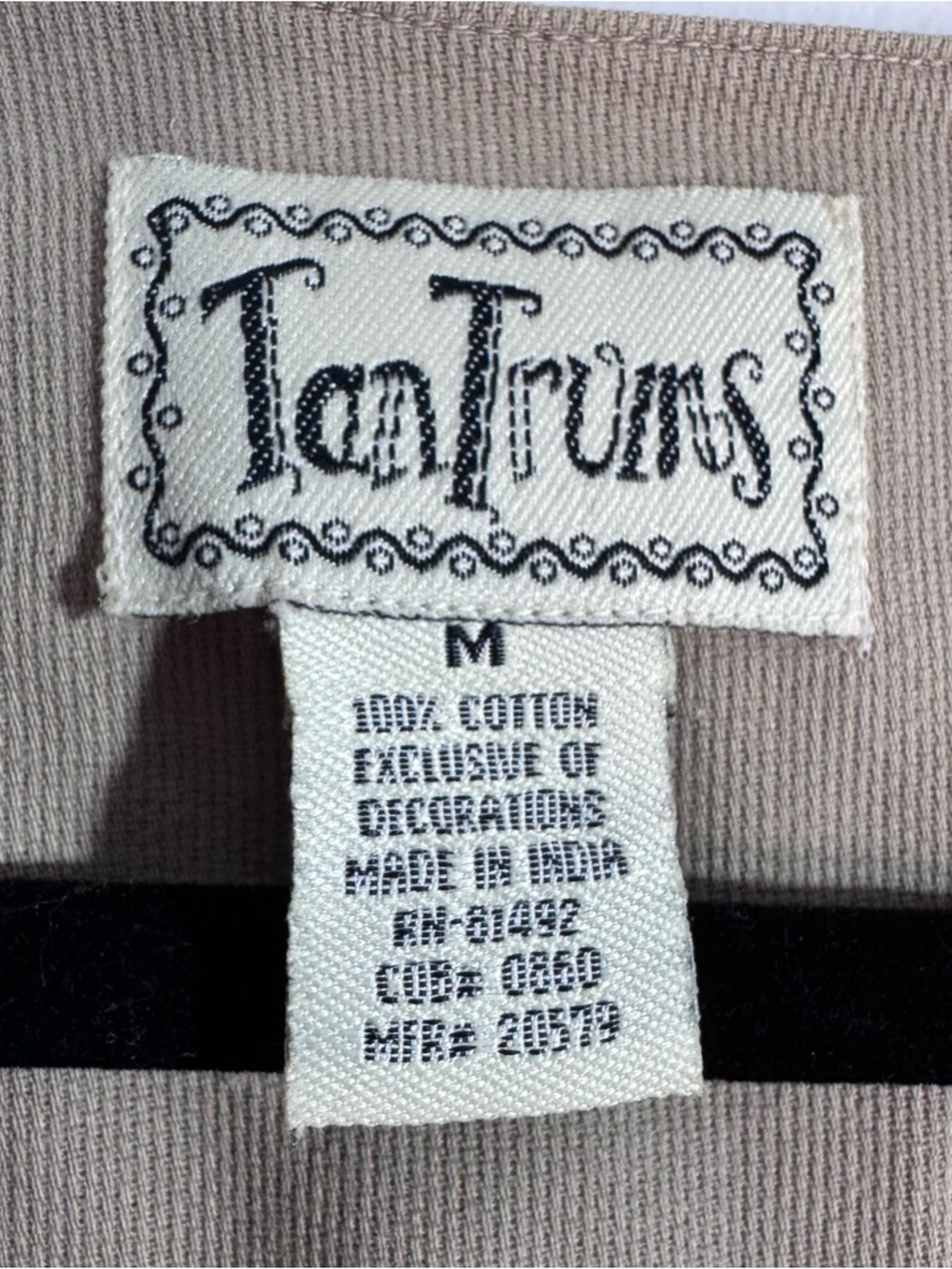 TanTrums Embroidered Floral Vest Medium Button Front Beige Cotton - Picture 4 of 8